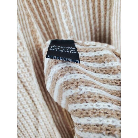 Fortune + Ivy Women's long line open‎ front duster cardigan tan white Size XL - Picture 3 of 6